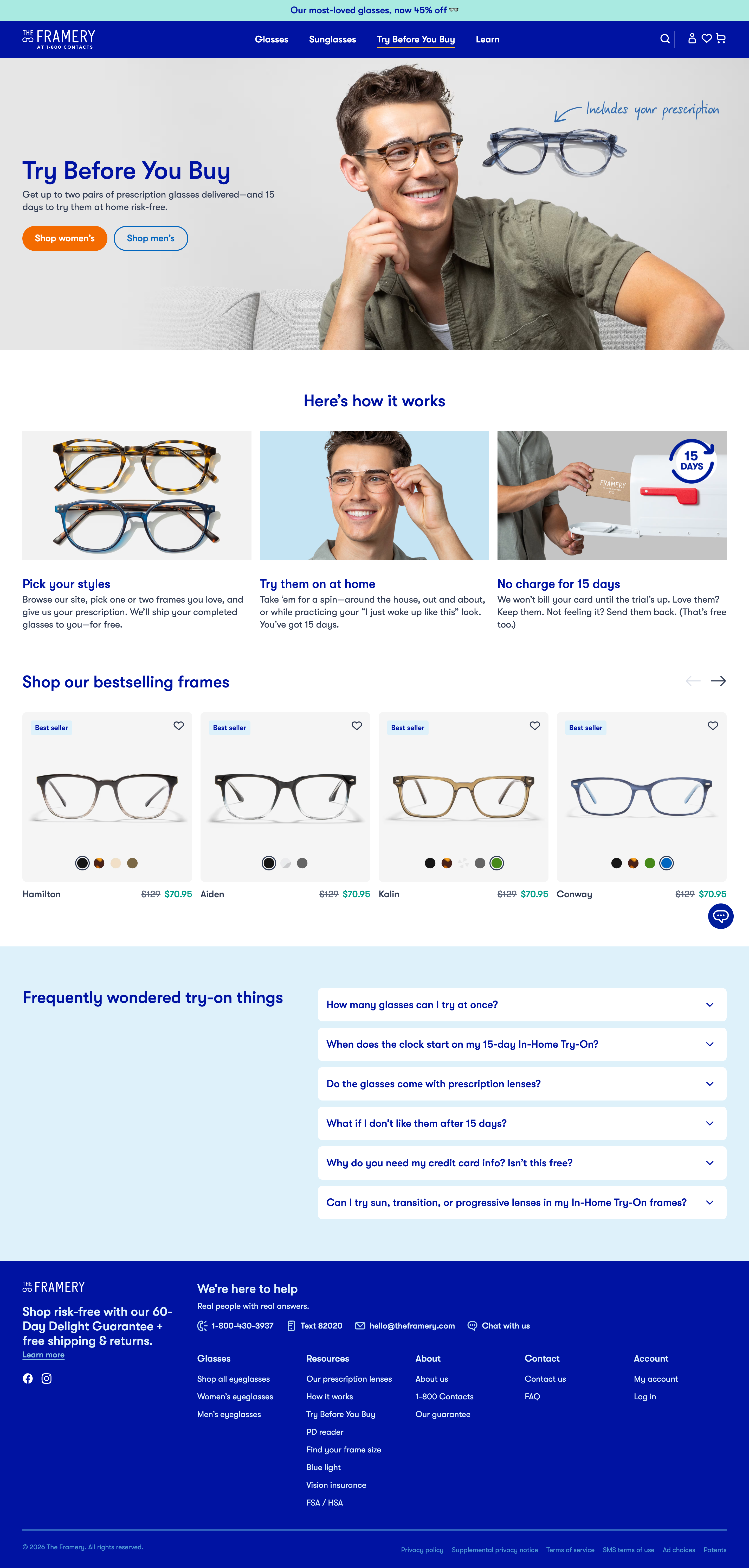 The Framery Try Before You Buy landing page