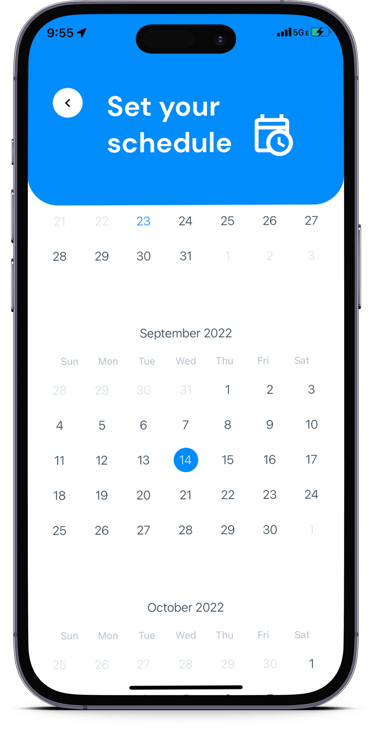 Sweep app scheduling calendar
